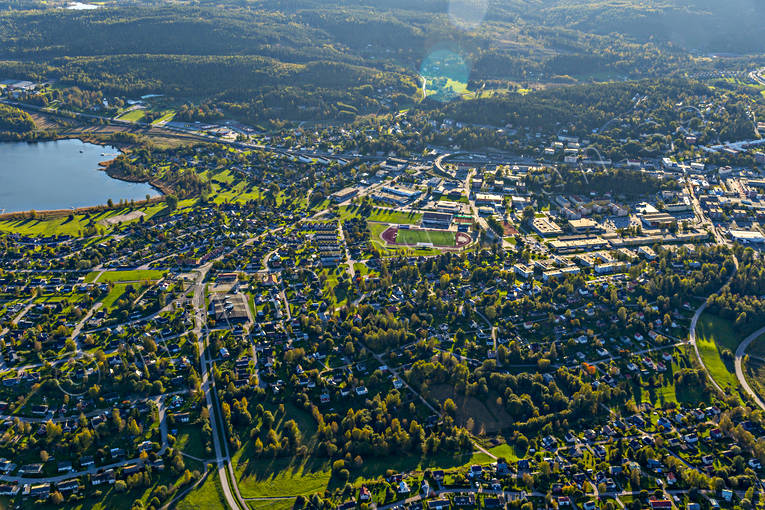 Flygfoto över Kramfors drönarbilder, drönarfoto, flygbild, flygbilder, Flygfoto, flygfoton, höst, Kramfors, samhällen, Ångermanland