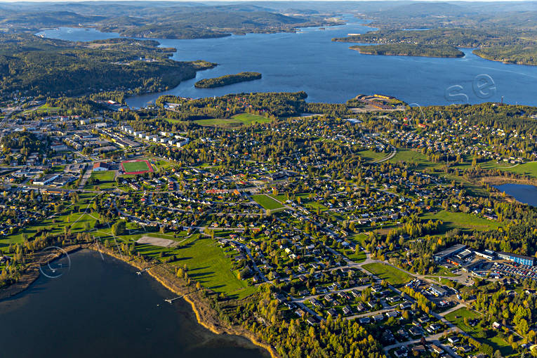 Flygfoto över Kramfors drönarbilder, drönarfoto, flygbild, flygbilder, Flygfoto, flygfoton, höst, Kramfors, samhällen, Ångermanland