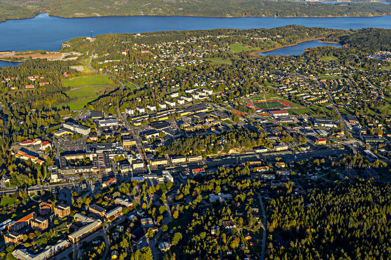Flygfoto över Kramfors drönarbilder, drönarfoto, flygbild, flygbilder, Flygfoto, flygfoton, höst, Kramfors, samhällen, Ångermanland