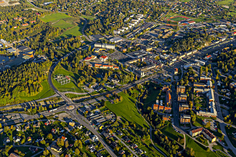 Flygfoto över Kramfors drönarbilder, drönarfoto, flygbild, flygbilder, Flygfoto, flygfoton, höst, Kramfors, samhällen, Ångermanland