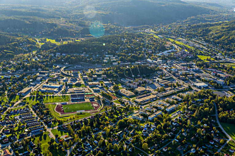 Flygfoto över Kramfors drönarbilder, drönarfoto, flygbild, flygbilder, Flygfoto, flygfoton, höst, Kramfors, samhällen, Ångermanland