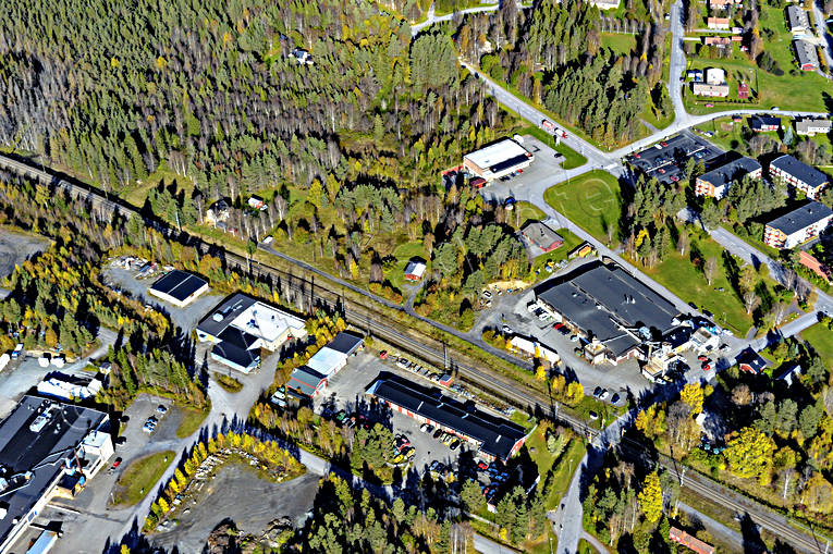 Flygfoto över Krokom drönarbilder, drönarfoto, flygbild, flygbilder, Flygfoto, flygfoton, höst, Jämtland, Krokom, samhällen