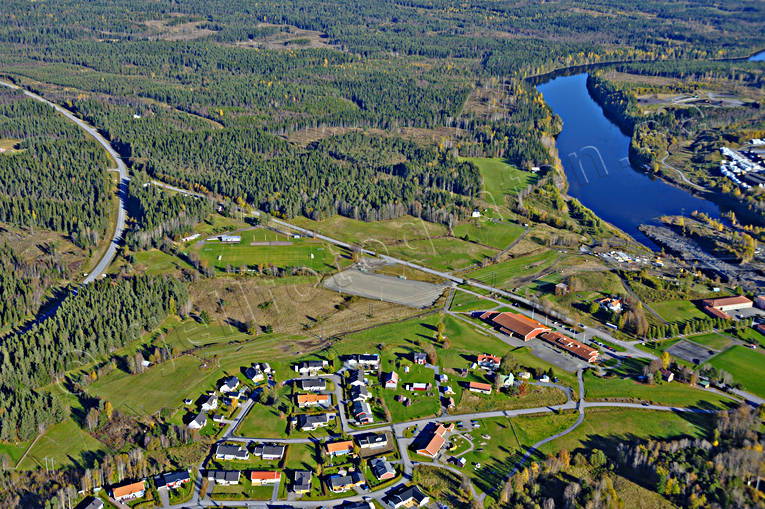Flygfoto över Krokom drönarbilder, drönarfoto, flygbild, flygbilder, Flygfoto, flygfoton, höst, Jämtland, Krokom, samhällen