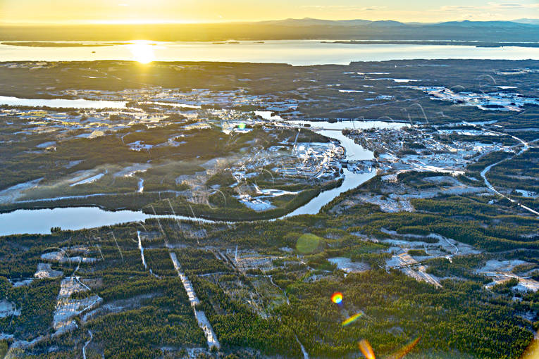 Flygfoto över Krokom drönarbilder, drönarfoto, flygbild, flygbilder, Flygfoto, flygfoton, Hissmofors, höst, Indalsälven, Jämtland, Krokom, samhällen
