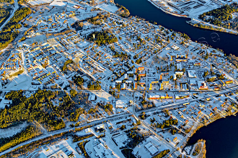 Flygfoto över Krokom drönarbilder, drönarfoto, flygbild, flygbilder, Flygfoto, flygfoton, höst, Jämtland, Krokom, samhällen