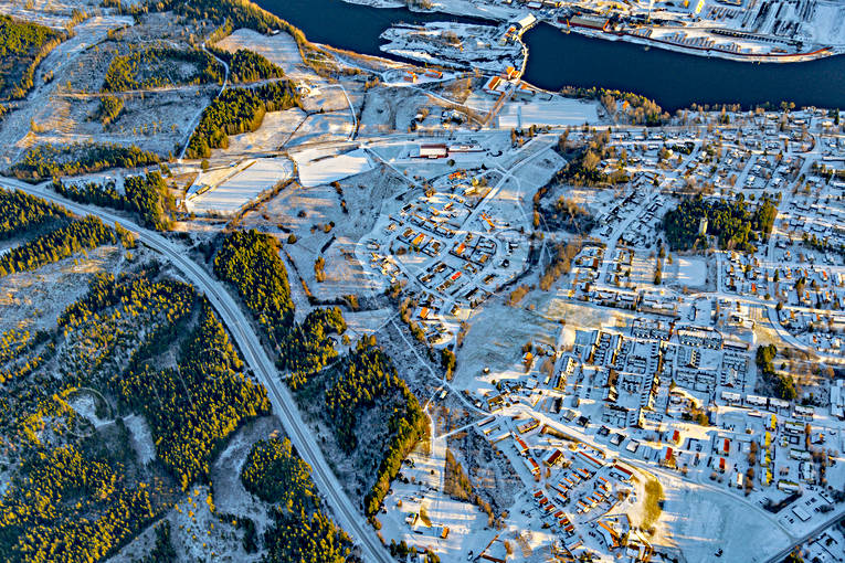 Flygfoto över Krokom drönarbilder, drönarfoto, flygbild, flygbilder, Flygfoto, flygfoton, höst, Jämtland, Krokom, samhällen