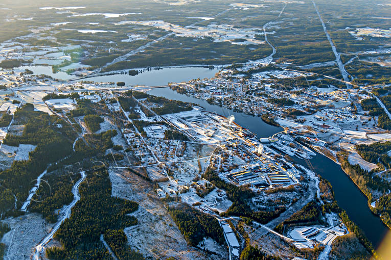Flygfoto över Krokom drönarbilder, drönarfoto, flygbild, flygbilder, Flygfoto, flygfoton, Hissmofors, höst, Jämtland, Krokom, samhällen