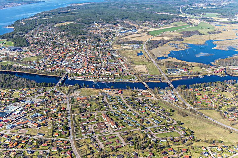 Flygfoto över Leksand Dalarna, drönarbilder, drönarfoto, flygbild, flygbilder, Flygfoto, flygfoton, Leksand, samhälle, samhällen, vår, Österdalälven