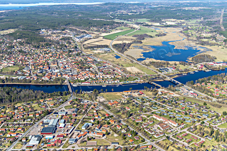 Flygfoto över Leksand Dalarna, drönarbilder, drönarfoto, flygbild, flygbilder, Flygfoto, flygfoton, Leksand, samhälle, samhällen, vår, Österdalälven