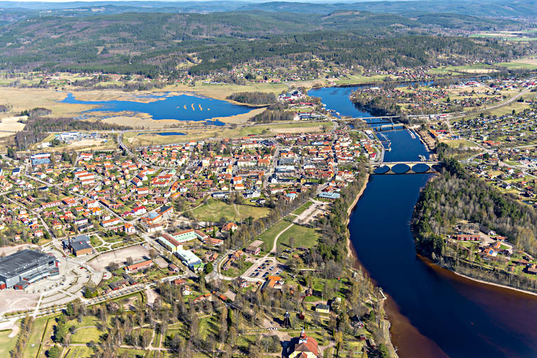 Flygfoto över Leksand Dalarna, drönarbilder, drönarfoto, flygbild, flygbilder, Flygfoto, flygfoton, Leksand, samhälle, samhällen, vår