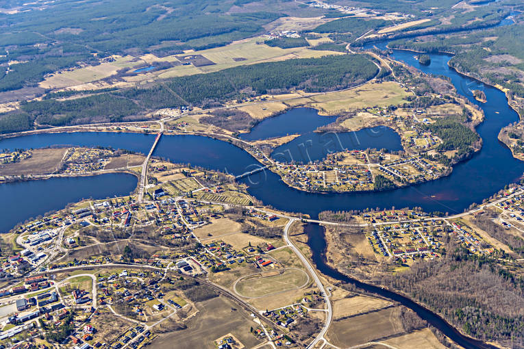 Flygfoto över Ljusdal drönarbilder, drönarfoto, flygbild, flygbilder, Flygfoto, flygfoton, Hälsingland, Ljusdal, samhällen, vår