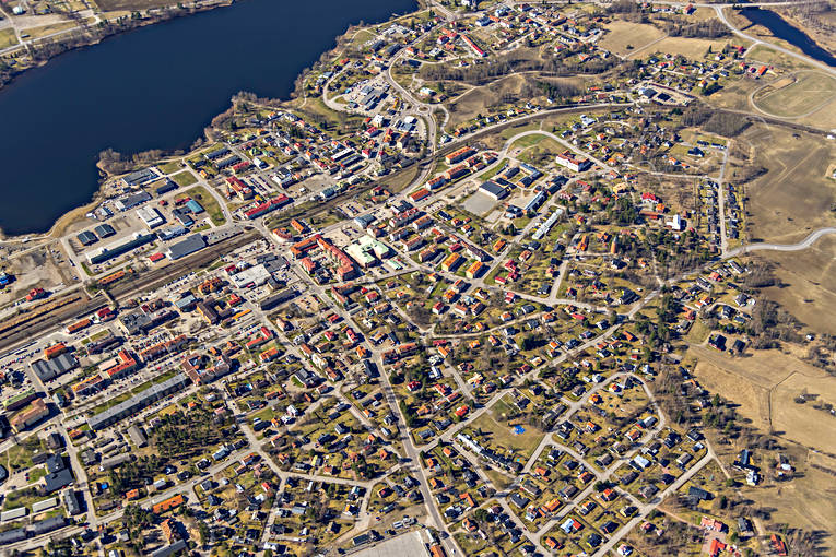 Flygfoto över Ljusdal drönarbilder, drönarfoto, flygbild, flygbilder, Flygfoto, flygfoton, Hälsingland, Ljusdal, samhällen, vår