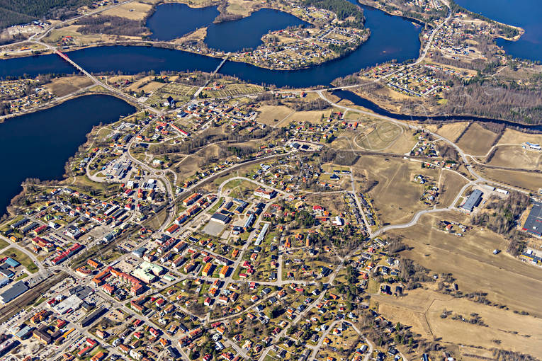Flygfoto över Ljusdal drönarbilder, drönarfoto, flygbild, flygbilder, Flygfoto, flygfoton, Hälsingland, Ljusdal, samhällen, vår