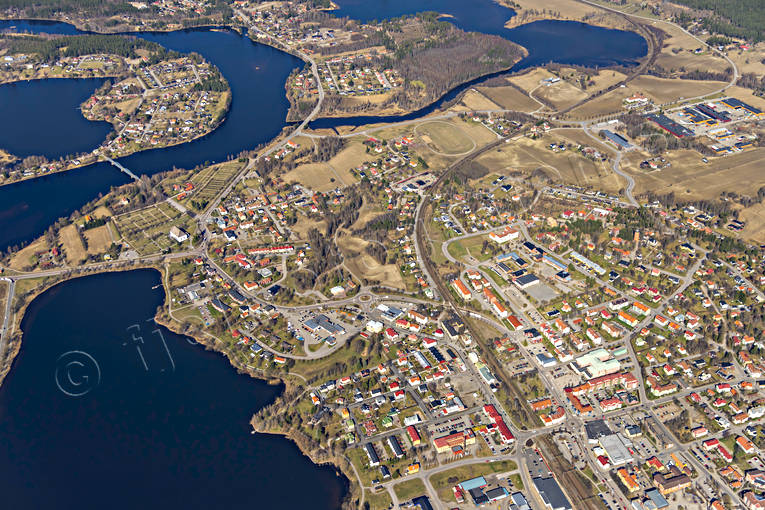 Flygfoto över Ljusdal drönarbilder, drönarfoto, flygbild, flygbilder, Flygfoto, flygfoton, Hälsingland, Ljusdal, samhällen, vår