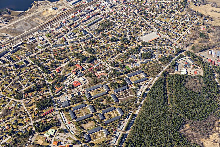 Flygfoto över Ljusdal drönarbilder, drönarfoto, flygbild, flygbilder, Flygfoto, flygfoton, Hälsingland, Ljusdal, samhällen, vår