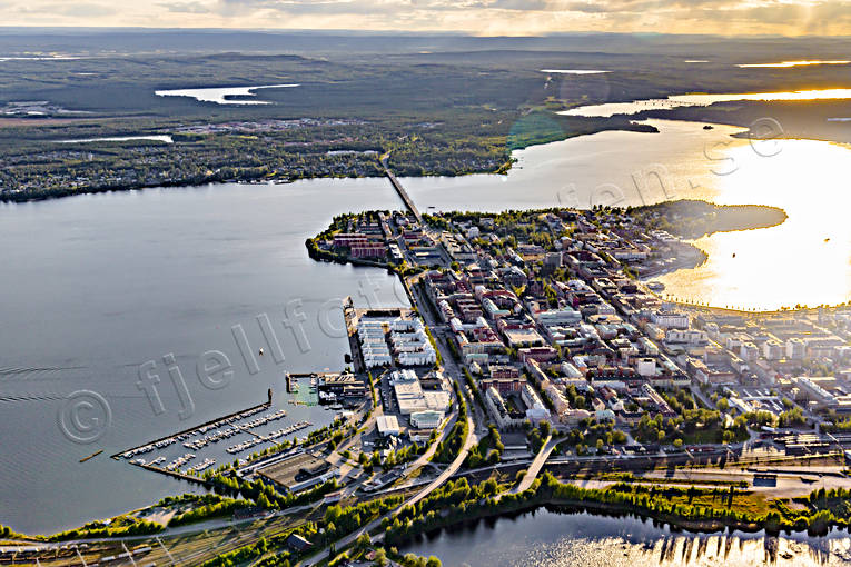 Flygfoto över Luleå drönarbilder, drönarfoto, flygbild, flygbilder, Flygfoto, flygfoton, kväll, Luleå, Norrbotten, solnedgång, sommar, städer