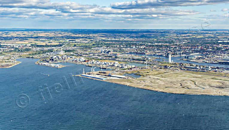 Flygfoto över Malmö drönarbilder, drönarfoto, flygbild, flygbilder, Flygfoto, flygfoton, hamn, Industrihamnen, Malmö, Skåne, sommar, städer
