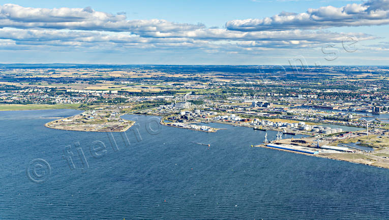 Flygfoto över Malmö drönarbilder, drönarfoto, flygbild, flygbilder, Flygfoto, flygfoton, hamn, Industrihamnen, Malmö, Skåne, sommar, städer