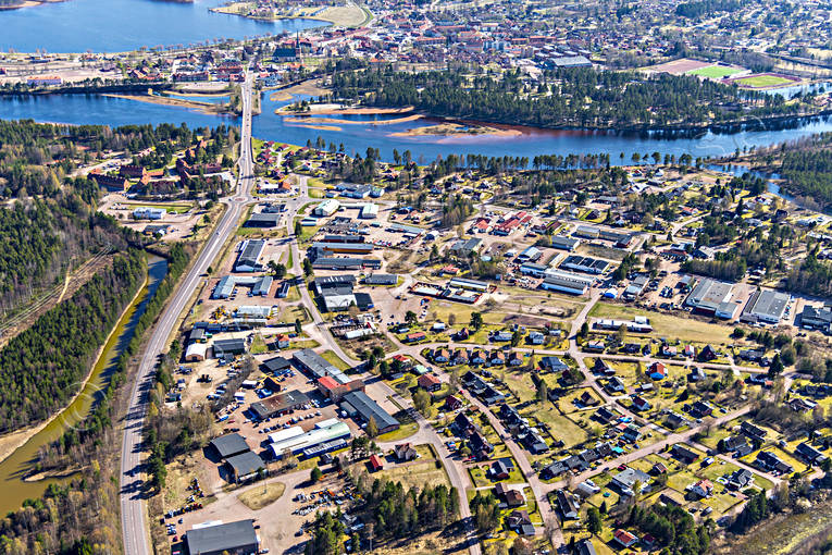Flygfoto över Mora Dalarna, drönarbilder, drönarfoto, flygbild, flygbilder, Flygfoto, flygfoton, Mora, städer, vår