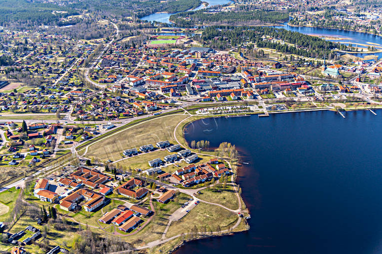 Flygfoto över Mora Dalarna, drönarbilder, drönarfoto, flygbild, flygbilder, Flygfoto, flygfoton, Mora, städer, vår