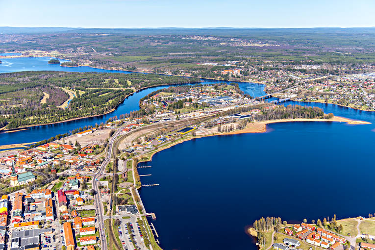 Flygfoto över Mora Dalarna, drönarbilder, drönarfoto, flygbild, flygbilder, Flygfoto, flygfoton, Mora, städer, vår