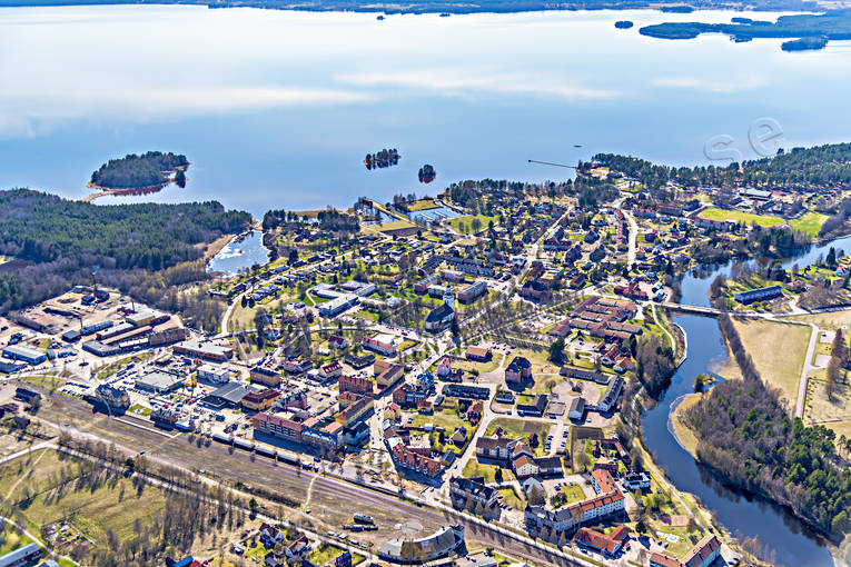 Flygfoto över Orsa Dalarna, drönarbilder, flygbilder, Flygfoto, Orsa, samhällen, vår