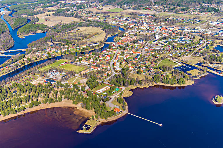 Flygfoto över Orsa Dalarna, drönarbilder, drönarfoto, flygbild, flygbilder, Flygfoto, flygfoton, Orsa, samhällen, vår