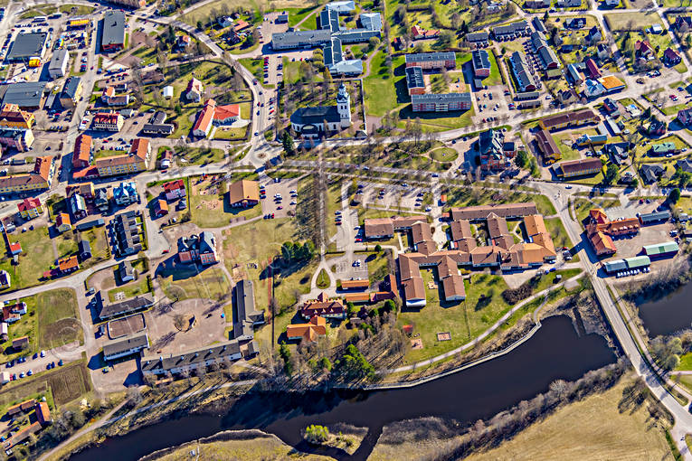 Flygfoto över Orsa Dalarna, drönarbilder, flygbilder, Flygfoto, Orsa, samhällen, vår