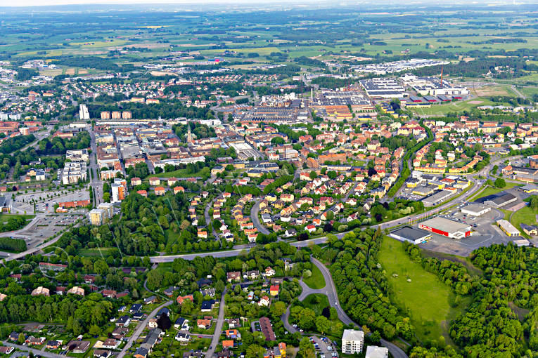 Flygfoto över Skövde drönarbilder, drönarfoto, flygbild, flygbilder, Flygfoto, flygfoton, Skövde, sommar, städer, Västergötland