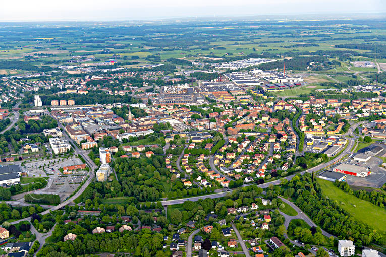 Flygfoto över Skövde drönarbilder, drönarfoto, flygbild, flygbilder, Flygfoto, flygfoton, Skövde, sommar, städer, Västergötland