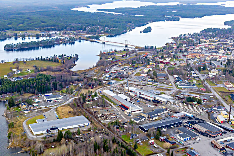 Flygfoto över Strömsund drönarbilder, drönarfoto, flygbild, flygbilder, Flygfoto, flygfoton, höst, Jämtland, samhällen, Ströms Vattudal, Strömsund, Vattudalen