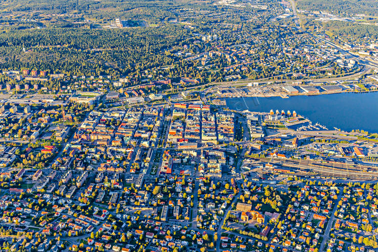 Flygfoto över Sundsvall drönarbilder, drönarfoto, flygbild, flygbilder, Flygfoto, flygfoton, höst, Medelpad, städer, Sundsvall