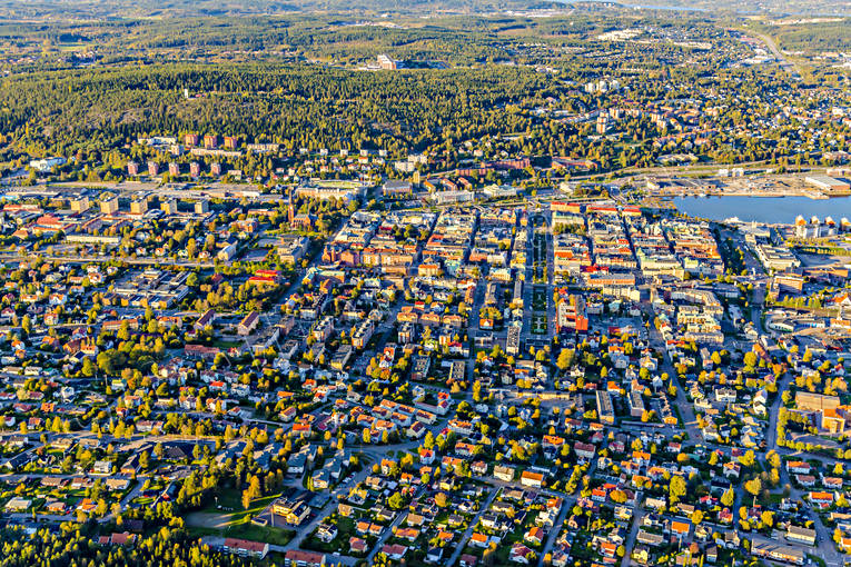 Flygfoto över Sundsvall drönarbilder, drönarfoto, flygbild, flygbilder, Flygfoto, flygfoton, höst, Medelpad, städer, Sundsvall
