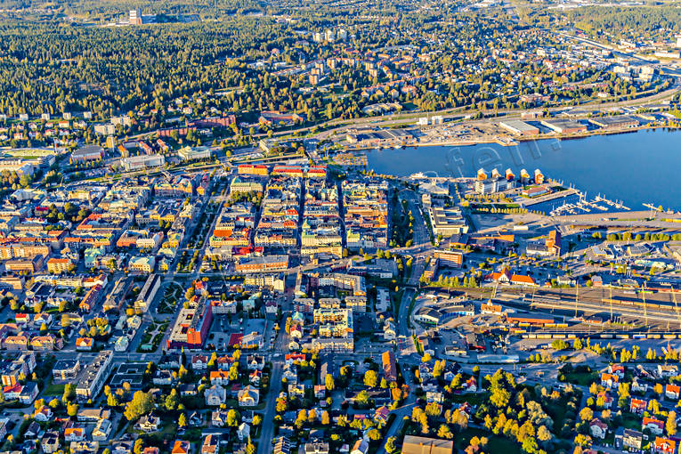 Flygfoto över Sundsvall drönarbilder, drönarfoto, flygbild, flygbilder, Flygfoto, flygfoton, höst, Medelpad, städer, Sundsvall