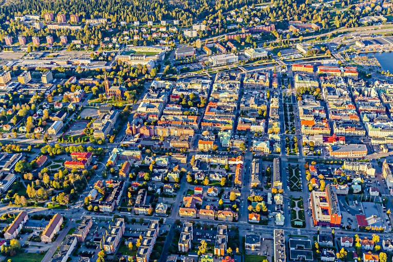 Flygfoto över Sundsvall drönarbilder, drönarfoto, flygbild, flygbilder, Flygfoto, flygfoton, höst, Medelpad, städer, Sundsvall