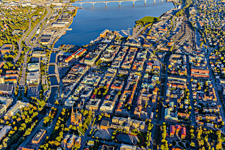 Flygfoto över Sundsvall drönarbilder, flygbilder, Flygfoto, höst, Medelpad, städer, Sundsvall