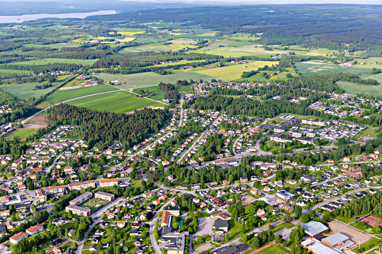 Flygfoto över Tibro drönarbilder, drönarfoto, flygbild, flygbilder, Flygfoto, flygfoton, samhällen, sommar, Tibro, Västergötland