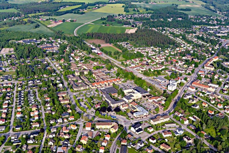 Flygfoto över Tibro drönarbilder, drönarfoto, flygbild, flygbilder, Flygfoto, flygfoton, samhällen, sommar, Tibro, Västergötland