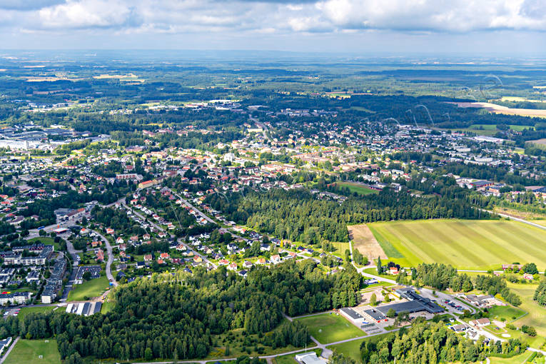 Flygfoto över Tibro drönarbilder, drönarfoto, flygbild, flygbilder, Flygfoto, flygfoton, samhällen, sommar, Tibro, Västergötland