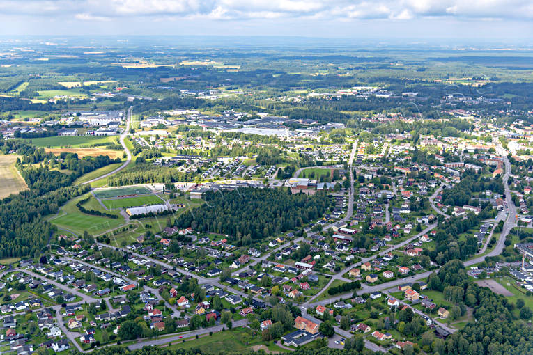 Flygfoto över Tibro drönarbilder, drönarfoto, flygbild, flygbilder, Flygfoto, flygfoton, samhällen, sommar, Tibro, Västergötland
