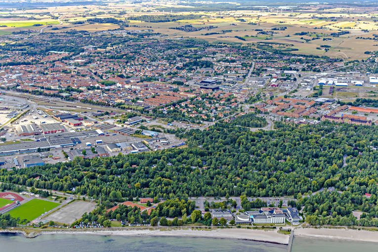 Flygfoto över Ystad drönarbilder, flygbilder, Flygfoto, samhällen, Skåne, sommar, Ystad