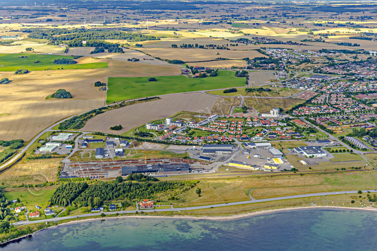 Flygfoto över Ystad drönarbilder, drönarfoto, flygbild, flygbilder, Flygfoto, flygfoton, Klintholmen, samhällen, Skåne, sommar, Ystad