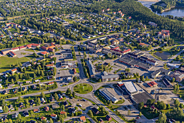 Flygfoto över Älvsbyn drönarbilder, drönarfoto, flygbild, flygbilder, Flygfoto, flygfoton, Norrbotten, samhällen, sommar, Älvsbyn