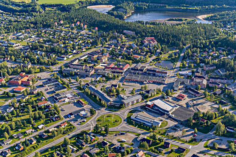 Flygfoto över Älvsbyn drönarbilder, drönarfoto, flygbild, flygbilder, Flygfoto, flygfoton, Norrbotten, samhällen, sommar, Älvsbyn