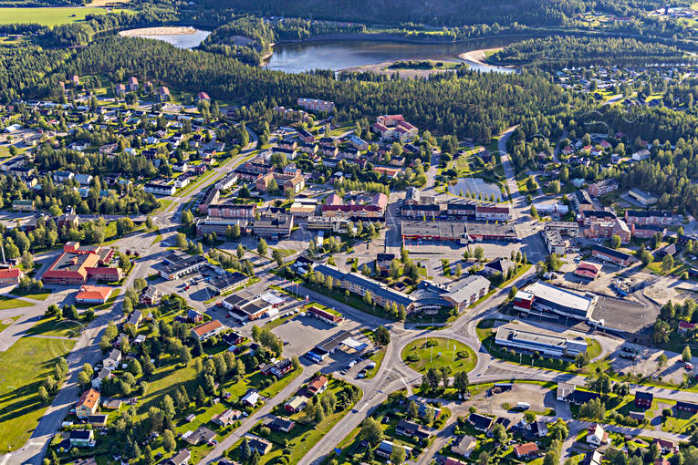 Flygfoto över Älvsbyn drönarbilder, drönarfoto, flygbild, flygbilder, Flygfoto, flygfoton, Norrbotten, samhällen, sommar, Älvsbyn