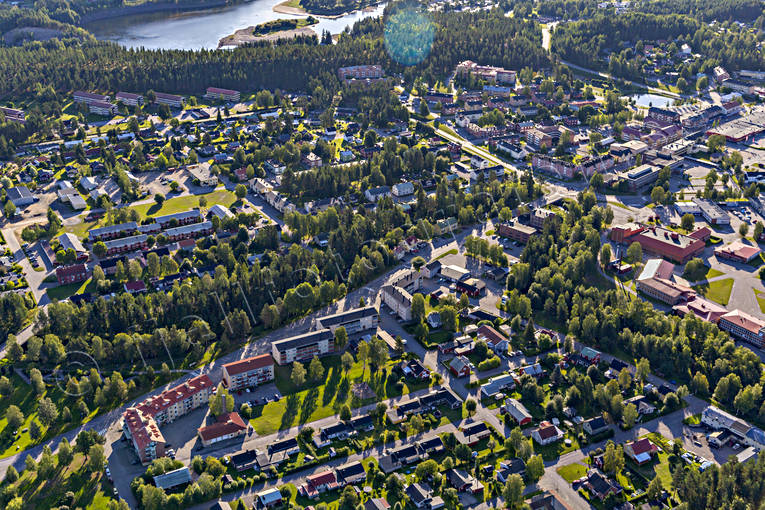 Flygfoto över Älvsbyn drönarbilder, drönarfoto, flygbild, flygbilder, Flygfoto, flygfoton, Norrbotten, samhällen, sommar, Älvsbyn