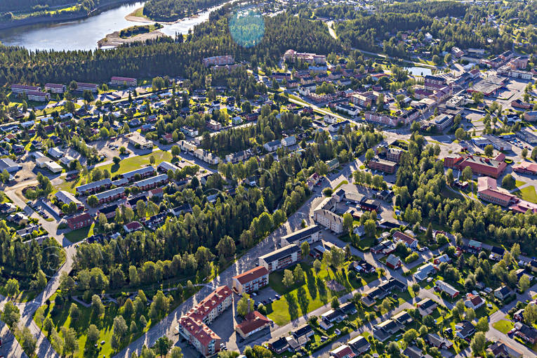 Flygfoto över Älvsbyn drönarbilder, drönarfoto, flygbild, flygbilder, Flygfoto, flygfoton, Norrbotten, samhällen, sommar, Älvsbyn