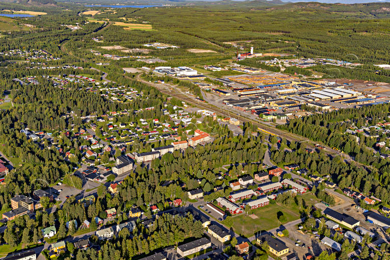 Flygfoto över Älvsbyn drönarbilder, drönarfoto, flygbild, flygbilder, Flygfoto, flygfoton, Norrbotten, samhällen, sommar, Älvsbyn