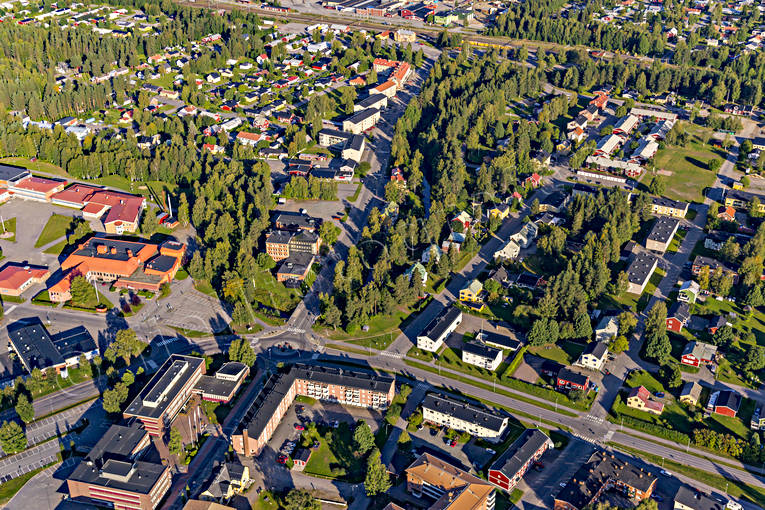 Flygfoto över Älvsbyn drönarbilder, drönarfoto, flygbild, flygbilder, Flygfoto, flygfoton, Norrbotten, samhällen, sommar, Älvsbyn