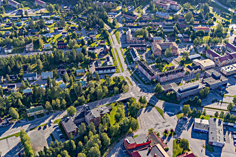 Flygfoto över Älvsbyn drönarbilder, drönarfoto, flygbild, flygbilder, Flygfoto, flygfoton, Norrbotten, samhällen, sommar, Älvsbyn